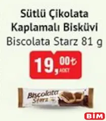 BİSCOLATA STARZ SÜTLÜ ÇİKOLATA KAPLAMALI BİSKÜVİ 81 G